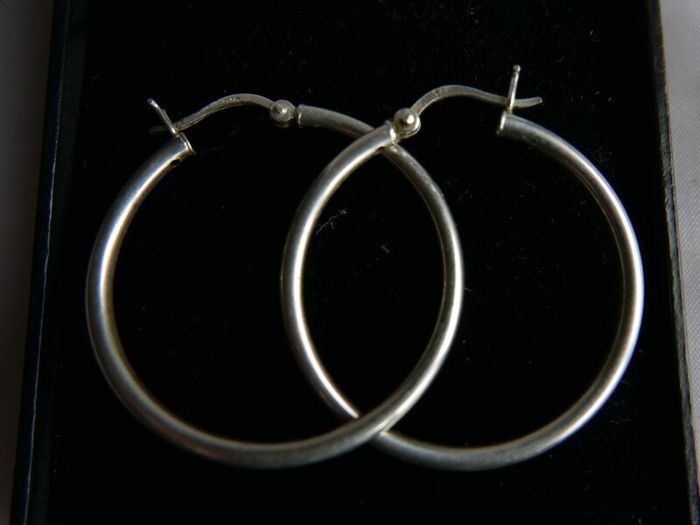 Vintage 925 Sterling Silver Hoop Earrings Large Classic Hoop Gift 5,67g
