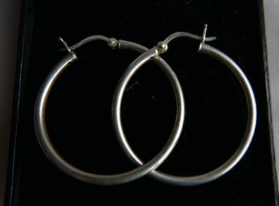 Vintage 925 Sterling Silver Hoop Earrings Large Classic Hoop Gift 5,67g