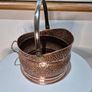 Vintage Hammered Copper Coal Scuttle  Log Bucket Image 2