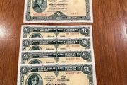 Lady Lavery 1964 X 5 One Pound Banknotes. 4 In Sequence