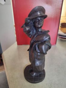 Genesis bronze statue of a boy in man's uniform In perfect condition.