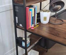 Rustic Brown Computer Desk with 3 Shelves