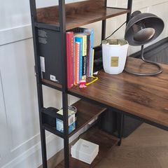Rustic Brown Computer Desk with 3 Shelves