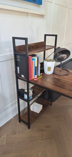 Rustic Brown Computer Desk with 3 Shelves