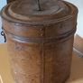 Antique Victorian Hat Box Metal Oval Brown Image 2