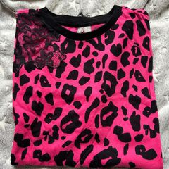 ASOS lace detail leopard print tee in pink