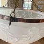 Vintage Art Deco Fluted White Opaque Glass and Copper Ceiling Light Image 2
