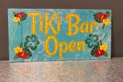 Tiki Bar open Wooden sign