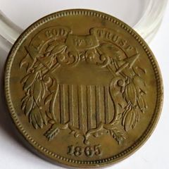 USA Civil War 2 Cents 1865 Rare "Union Shield"