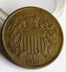USA Civil War 2 Cents 1865 Rare "Union Shield"