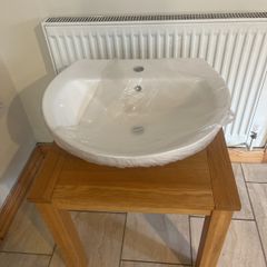 bathroom sink , pedestal and tap