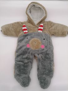 Cosy Fluffy Donkey Baby Suit With Hood 6 Months