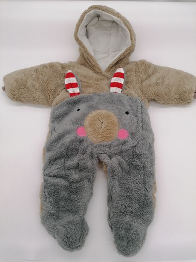 Cosy Fluffy Donkey Baby Suit With Hood 6 Months