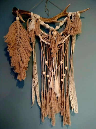 unique macrame with  antler