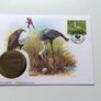 Crane Malawi 1986 WWF coin stamp cover Bugeranus Carunculatus Image 2