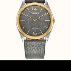 Citizen Eco-Drive Men's Grey Dial Leather Strap Stiletto Watch AR3124-07H