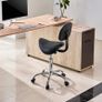 450LBS Saddle Stool with Back Support Rolling Adjustable PU Leather Salon Chair Image 8
