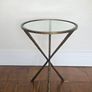 Round Glass Side Table - Antique Brass Hammered Metal Image 2