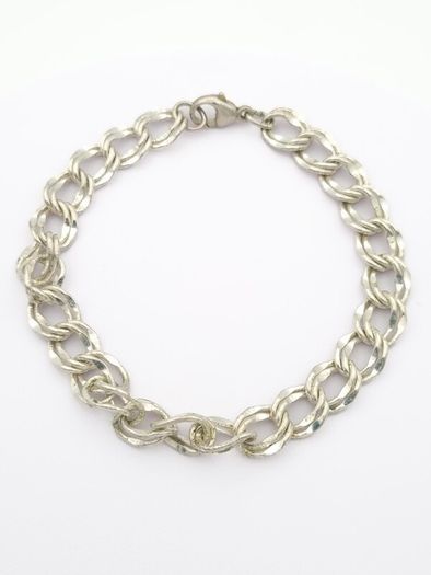 Vintage 925 Sterling Silver Double Link Charm Bracelet