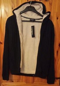 New:  Flipback cable zip navy lined jacket age 11 - 12