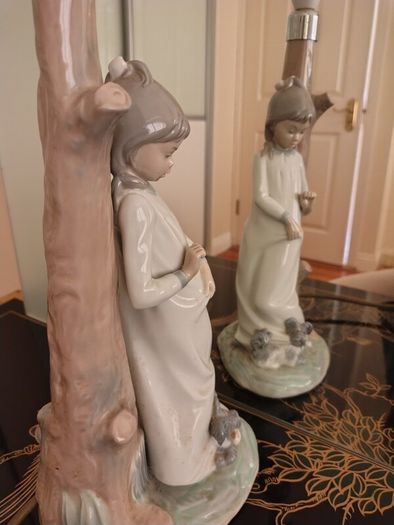 Vintage Nao by Lladro Lamp. Girl with Dog.