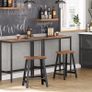 _Set of 2 Bar Stools with Curved Seat Kitchen Dining Room Study Industrial Design 46.2 x 33 x 60 cm Vintage Brown/Black Image 4