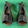Women shoes Leather peep toe sling back heels Image 2