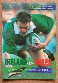 Very Rare - 1998 Ireland v Wales - Five Nations Championship Programme