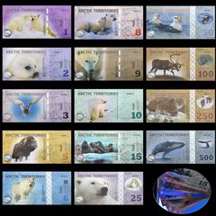Arctic Commemorative Banknote Complete Set of 14 Different Denominations 1 2 3 5 6 8 9 10 15 25 50 100 250 500 Dollar Collection