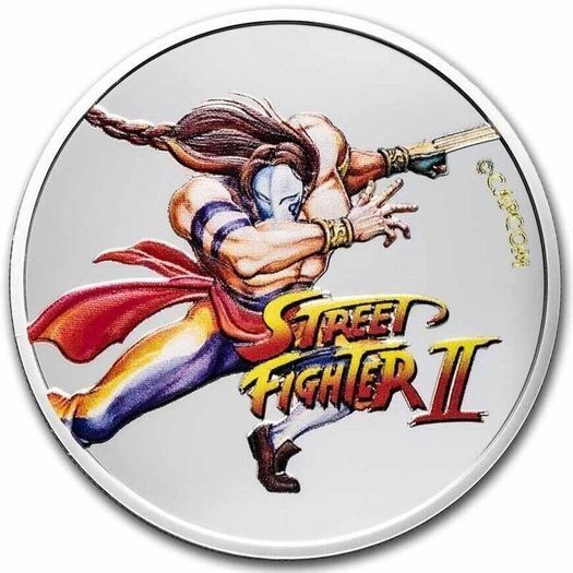 2021 Fiji 50 Cents Silver Coloured Bullion Coins - Street Fighter II Set of 1oz x 4 Coins. Proof- like. Complete collection.( In Capsules)