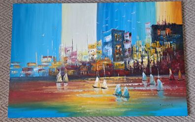 Marina Scene Original Painting