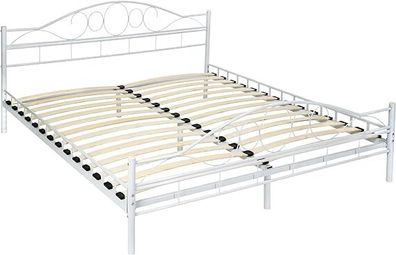 Metal Bed Frame with Slatted Frame, 180 x 200 cm