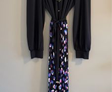 Love & Roses UK 16 Black Pleated Midi Dress Abstract Leopard Print Belted  Brand new with tags.