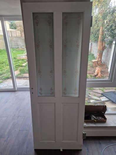 Wood Door Frosted Glass Panel