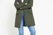 V BY VERY Womens Quilted Shower Resistant Khaki Jacket Size 8!
