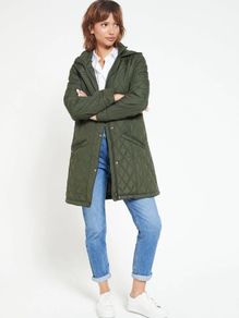 V BY VERY Womens Quilted Shower Resistant Khaki Jacket Size 8!