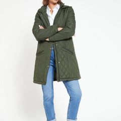 V BY VERY Womens Quilted Shower Resistant Khaki Jacket Size 8!