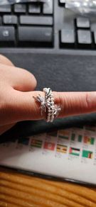 Sumiyaki Butterfly Faux Pearl Adjustable Ring