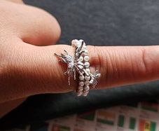 Sumiyaki Butterfly Faux Pearl Adjustable Ring