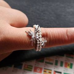 Sumiyaki Butterfly Faux Pearl Adjustable Ring