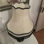 Vintage Green Ceramic Table Lamp with Fringed Shade, 65cm Image 2