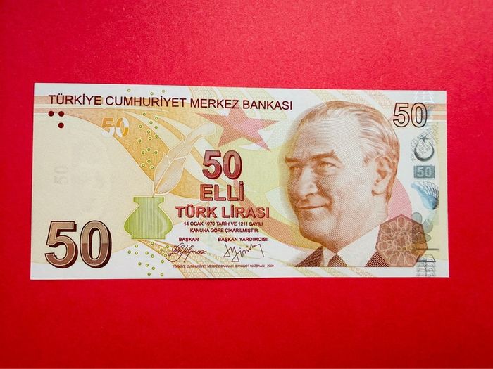 Turkey   50  Lira  2009  Pick  225a  AA PREFIX  SCARCE  ( Uncirculated )
