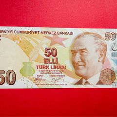 Turkey   50  Lira  2009  Pick  225a  AA PREFIX  SCARCE  ( Uncirculated )