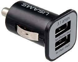 Usams Dual Port USB Car Fast Charger Black