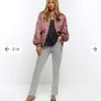 NEW River Island Pink satin embellished bomber jacket Image 2