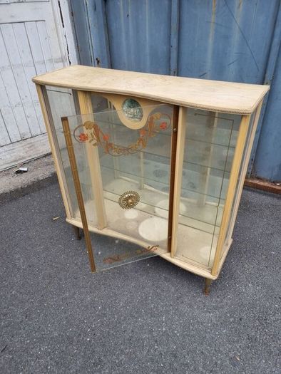 vintage mid century glass display cabinet