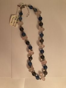 Rose quartz, Smokey quartz, Fluorite necklace