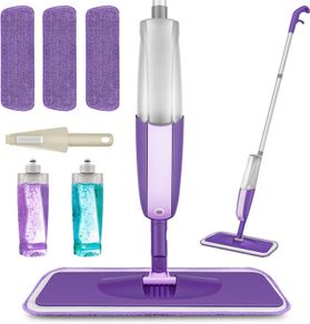 Microfibre Spray Mop for Floor Cleaning Wet Dry Kitchen Floor Cleaning Mop with 2 Refillable Bottle 360 Rotatable Hardwood Mop for Laminate Wood Tiles 3 Reusable Pads and 1 Scrubber