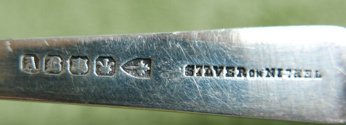 Antique Silver Plated With Hand Painted Ceramic Handle SPOON length 12"