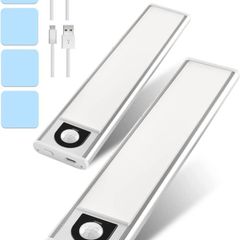 Trongle Motion Sensor Lights Indoor, 31 LEDs Under Cabinet Kitchen Lights with Stepless Dimming, USB Rechargeable Cupboard Lights with Magnetic Stickers, Portable Kitchen Lights Silver, 20cm, 2 Packs (FREE POSTAGE)